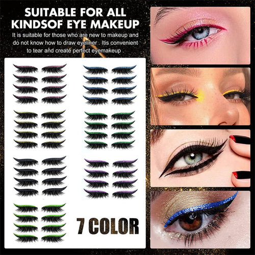 3-in-1 Reusable Eyeliner and Eyelash Stickers with 7 Colors (4 Pairs)